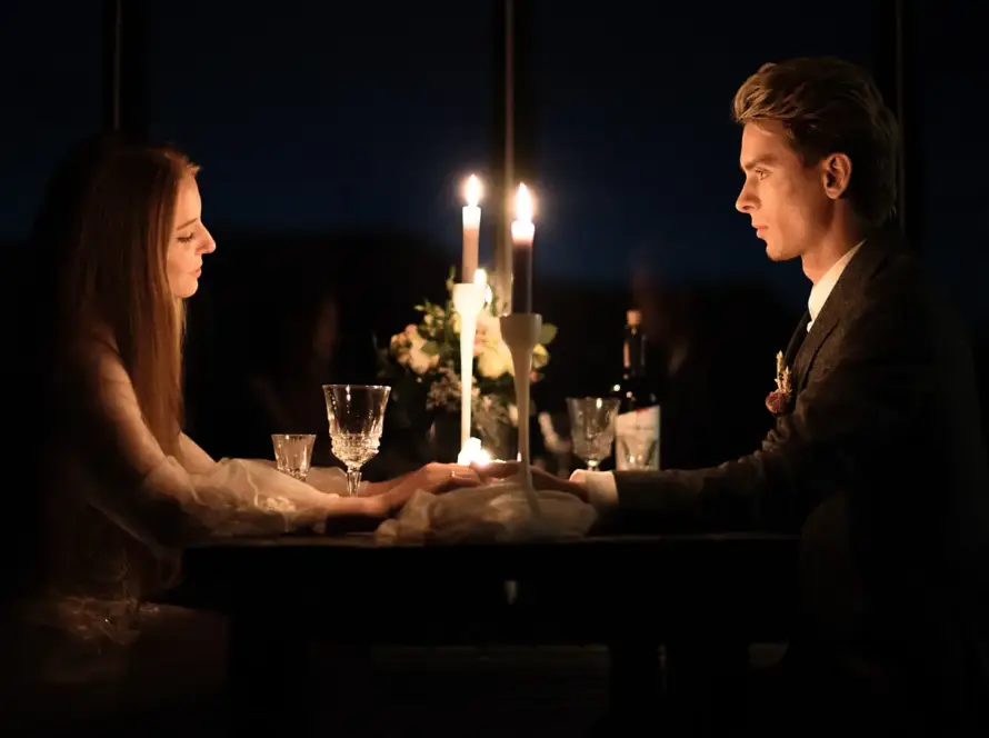 couple on a date with candles lit
